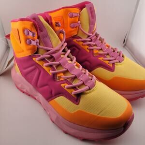 Hi-Tec Kids Trail Boots in Fuchsia, Orange, Yellow Geo sand trail mid
